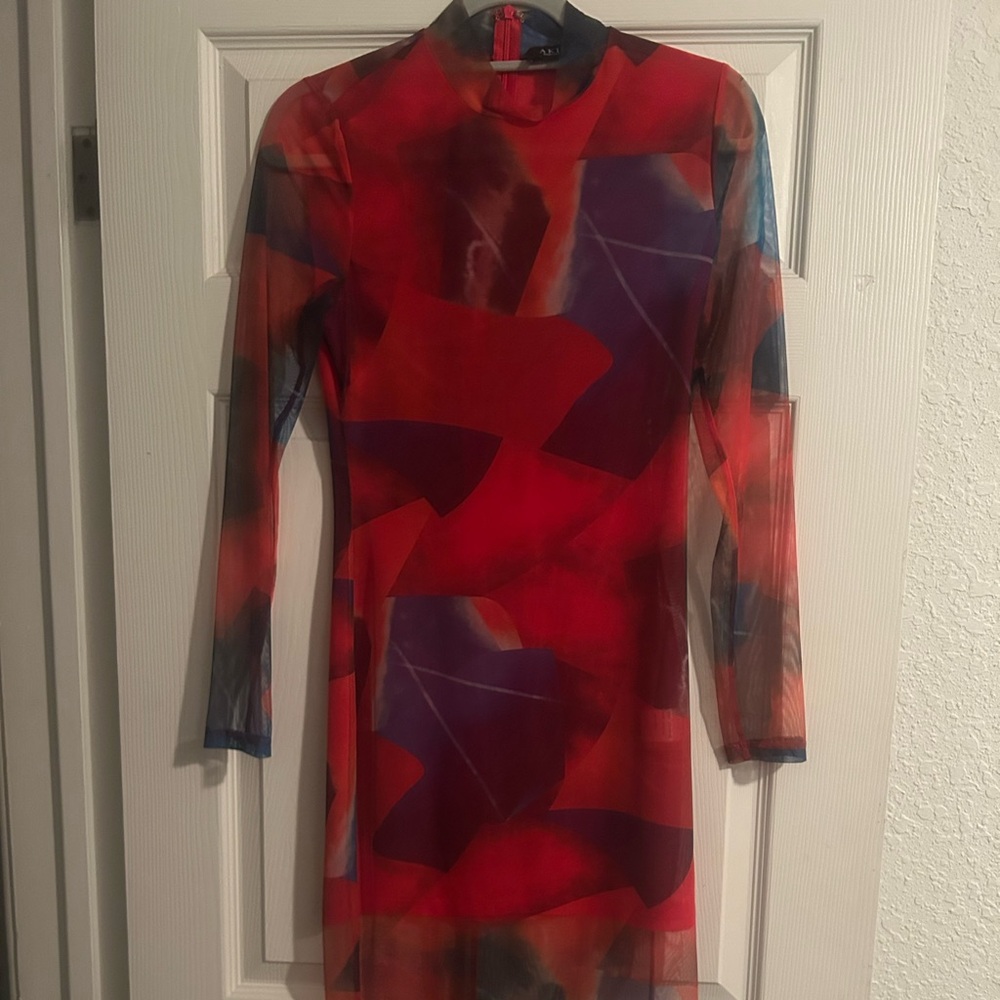 Abstract Red and Blue Women's Dress